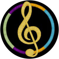 The multicoloured Mosaic logo sporting a big gold treble clef sign